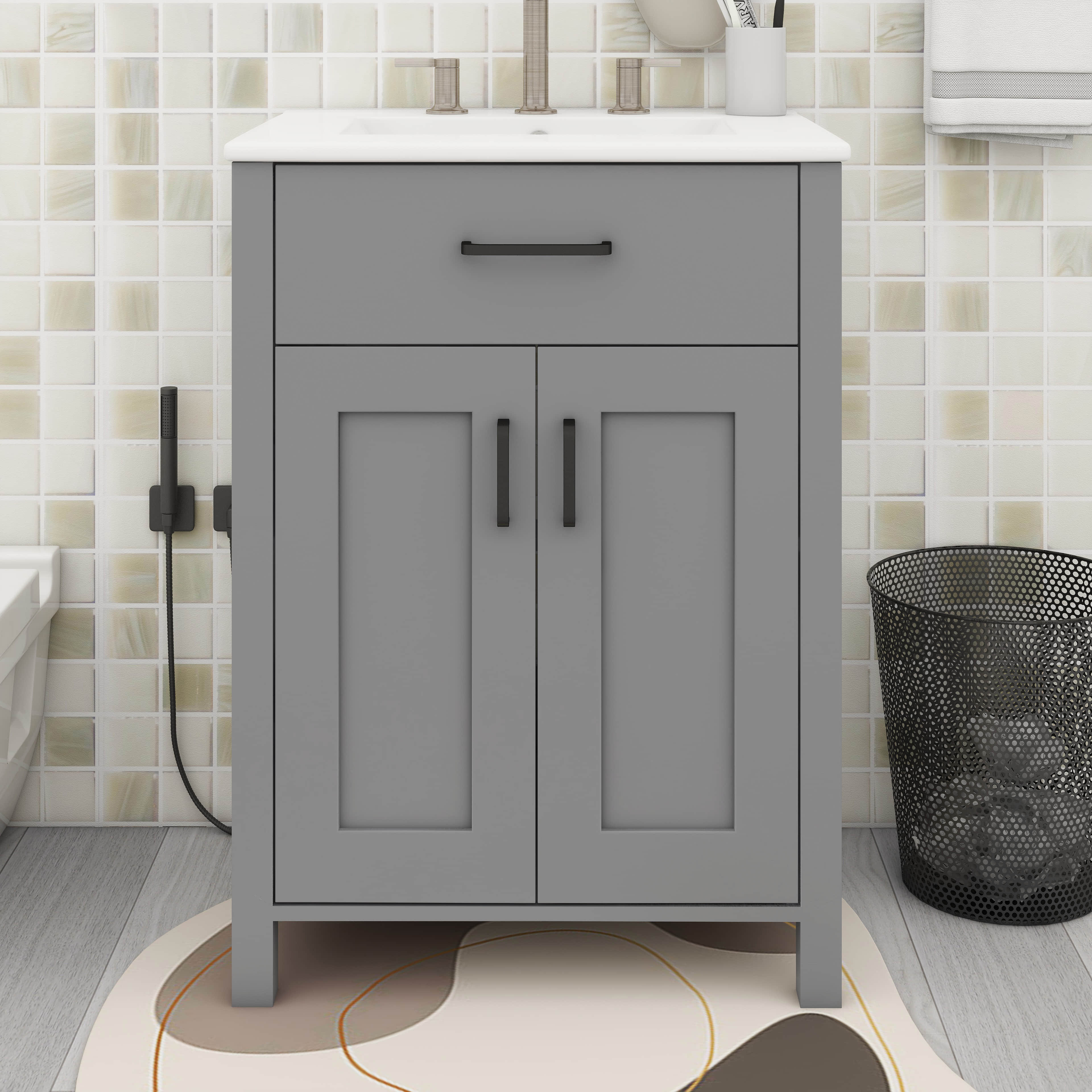 Ebern Designs 24" Bathroom Vanity With Sink, Small Bathroom Sink ...